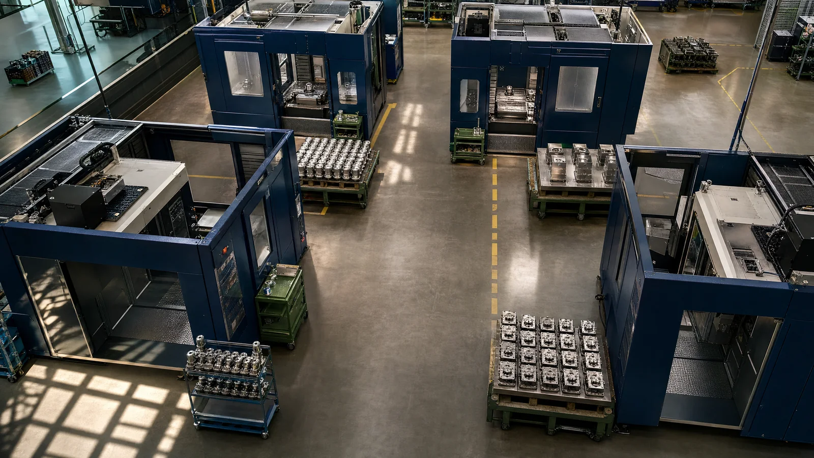 Illustrative production cells with different work in progress
